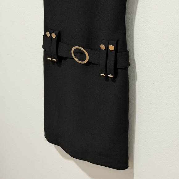 MESHKI Black Belted Mini Dress — Sleeveless, Gold Hardware, Size Small - Picture 3 of 15